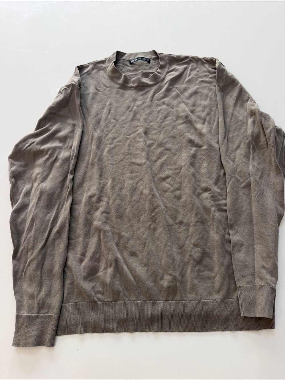 Zara Men's Crewneck Sweater in Taupe Brown